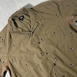 Fendi Embroidery Button Up Dress Shirt Womens Large 41 Italy Fancy Green Stained